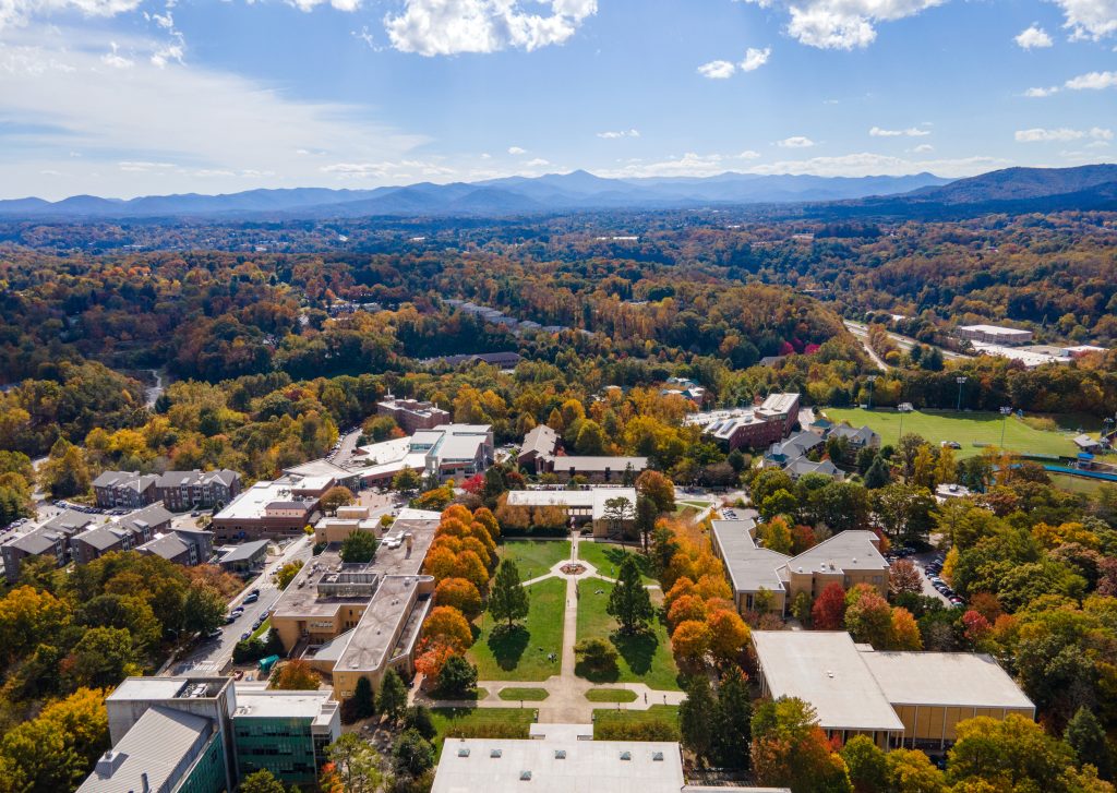 Campus skyline and the surrounding mountains