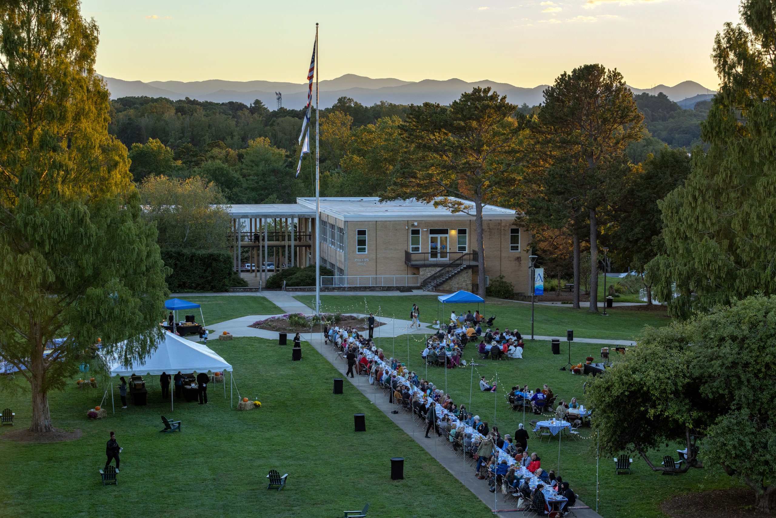 Overhead view of the quad during the farm to table event
