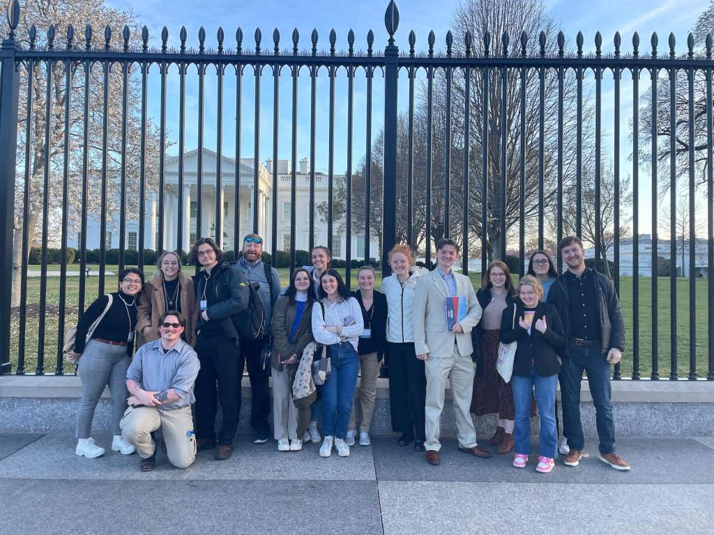 Students in front of the white house on a Career Center DC trip